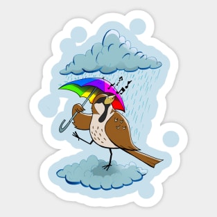 little sparrow under rain Sticker